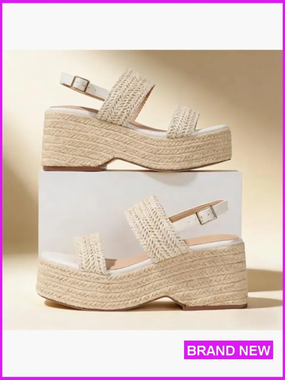 Women's Wedge Espadrille Sandals Open Toe Ankle Strap Raffia Woven Platform